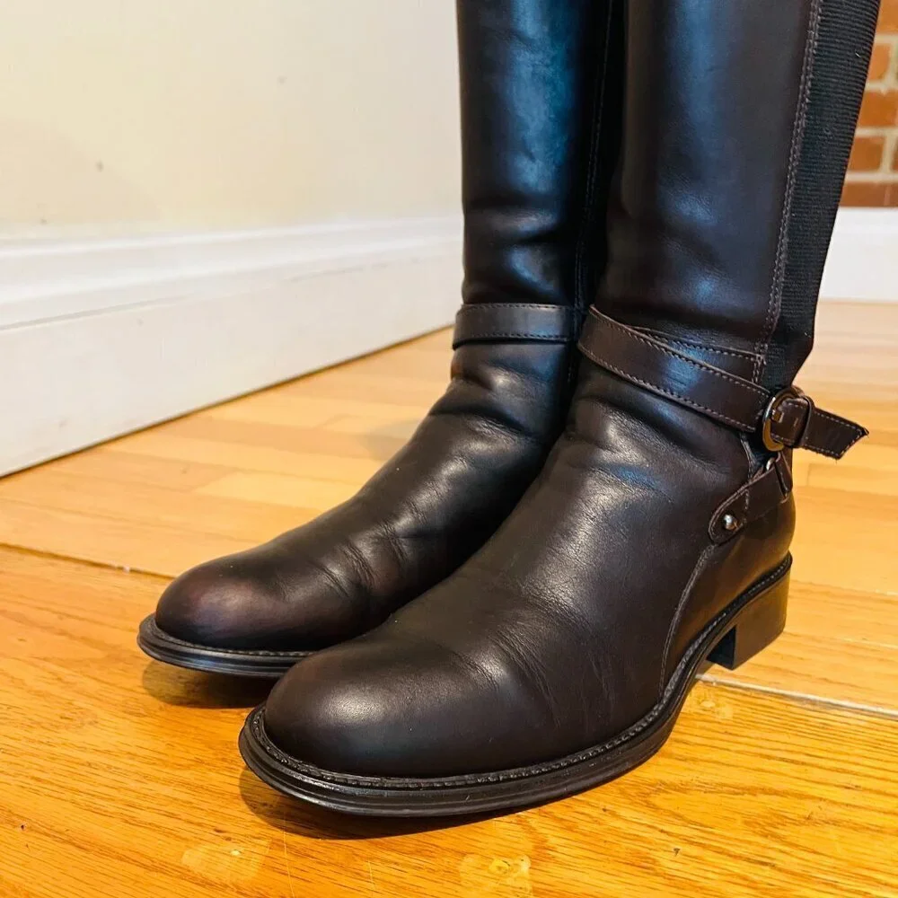 AQUATALIA Women's Brown Leather Knee High Boots 8.5